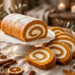 Pumpkin roll with cream cheese filling