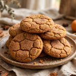 Pumpkin snickerdoodles stacked on a plate