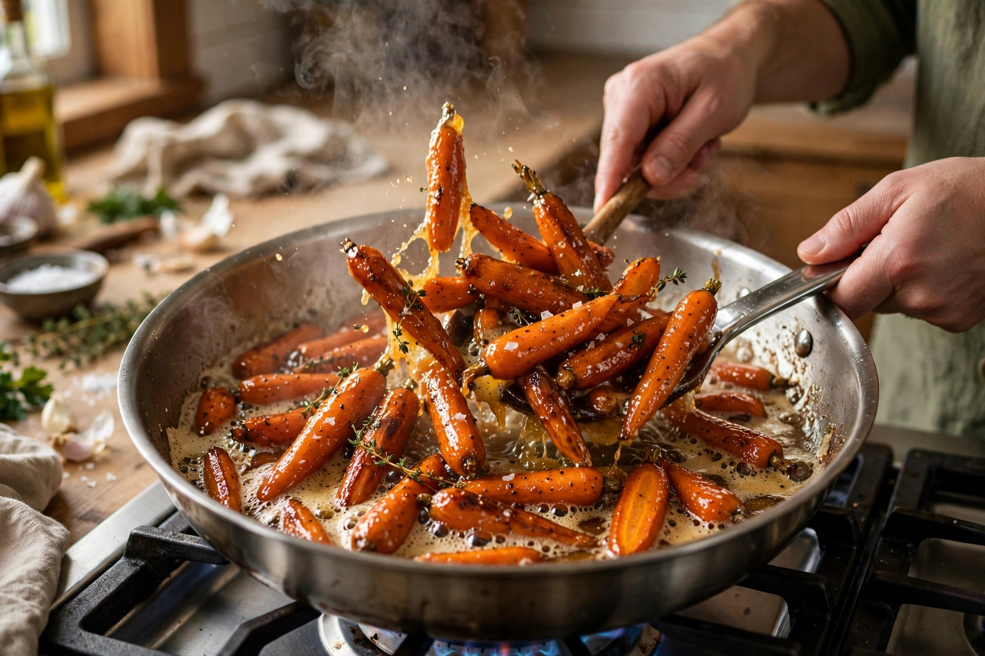Roasting carrots for honey glazed carrots with brown butter